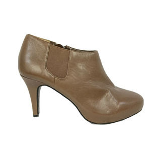 Me Too Boots Womens Sz 7.5 Brown Leather Stiletto Heel Megan Ankle Zip Comfort